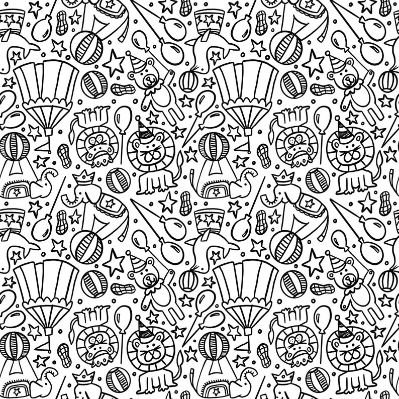 Printable Circus Coloring Book 6 pages of printable coloring pages image 2