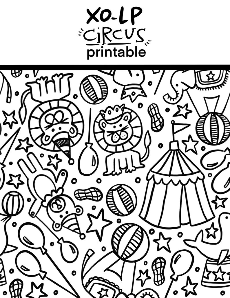 Printable Circus Coloring Book 6 pages of printable coloring pages image 1