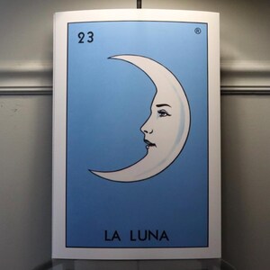 ¡Producto físico! Impresión de tarjeta de lotería La Luna / 13 x 19 Obra de arte mexicana vintage Lotería / Decoración de pared de alta calidad Arte de pared latino