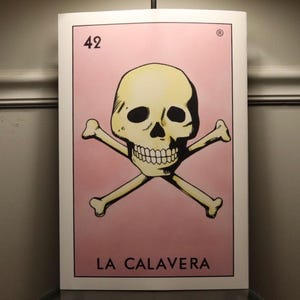 Producto físico. Impresión de tarjeta de lotería La Calavera / 13 x 19 Obra de arte mexicana vintage Lotería / Arte mural de alta calidad Lotería latina