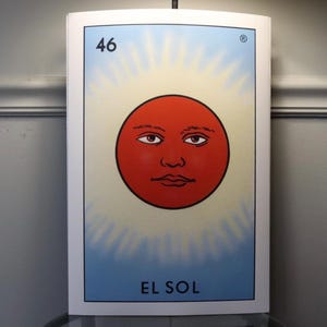 Produkt fizyczny! El Sol (The Sun) Karta loterii Wydruk | 13x19 Vintage Mexican Artwork Loteria | Wysokiej jakości dekoracja ścienna Sztuka ścienna Latino