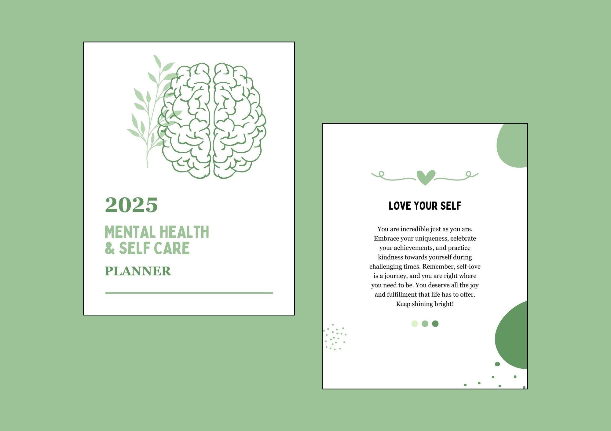 Customizable Canva 2025 Mental Health & Self-care Planner Workbook ...