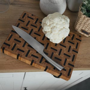 Exclusive Kitchen Cutting Board with Charred Oak Inlays – Handcrafted, Premium Quality, Wooden Kitchen Board,  Wood Chopping Board