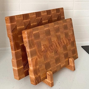 Set of 2 End Grain Oak Cutting Boards with Stand | Chopping Boards, Handmade Wooden Kitchen Board,  Wood Chopping Board