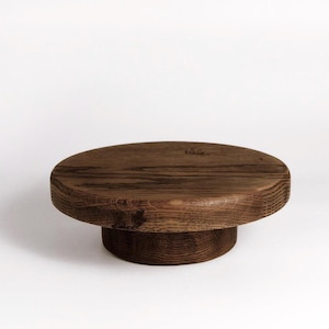 Wood Cake Stand with Base, Rustic Wooden Dessert Stand, Natural Oak Cake Plate, Handmade Table Decor, Wedding Centerpiece, Pedestal Stand