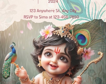 Baby shower invite - Krishna themed