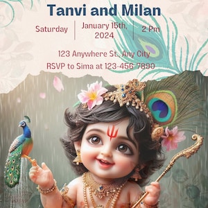 Uitnodiging babyshower - Krishna-thema