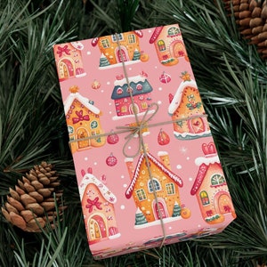 Gingerbread House Gift Wrap - Gingerbread house Wrapping Paper, Christmas Wrapping Paper, Foodie Gift Wrap