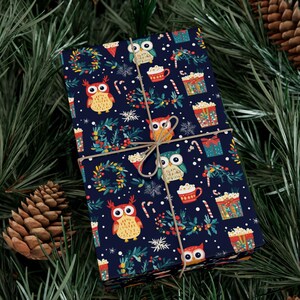 Owl wrapping paper - Owl Gift wrap, Christmas Gift wrap, Holiday Gift Wrap