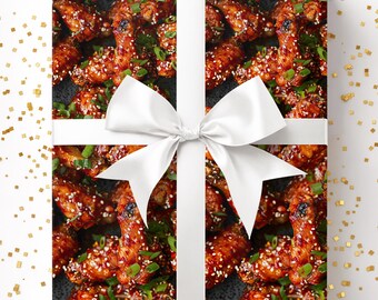 Korean Fried Chicken Wing Wrapping Paper: Foodie Gift Wrap