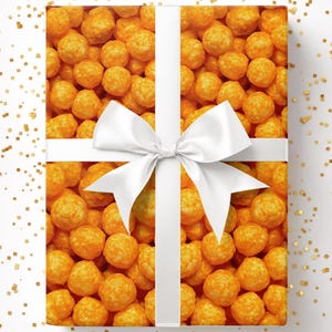 Cheese Puff Gift Wrap - Cheese Puff Wrapping Paper, Foodie Gift Wrap, Junk Food Gift Wrap