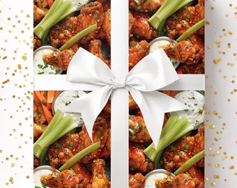 Buffalo Chicken Wing Wrapping Paper: Foodie Gift Wrap
