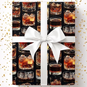 Bourbon Gift Wrap - Bourbon Wrapping Paper, Cocktail Gift Wrap, Foodie Gift Wrap