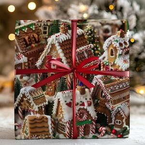 Gingerbread House Gift wrap - Gingerbread House Wrapping paper, Foodie Gift Wrap, Christmas Gift Wrap