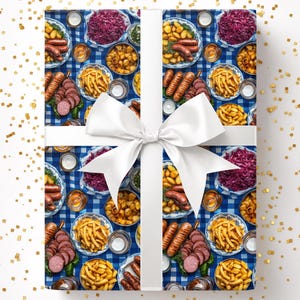 Oktoberfest Gift wrap -Oktoberfest Wrapping paper, Foodie Gift Wrap, Sausage Gift Wrap