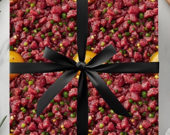 Steak Tartare Gift Wrap - Steak Tartare Wrapping Paper, Meat Gift Wrap, Foodie Gift Wrap