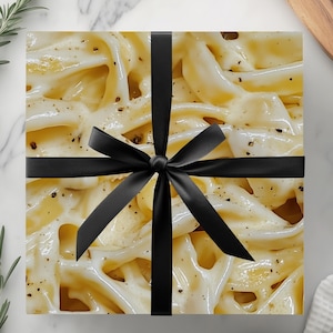 Fettuccine Alfredo Gift wrap - Fettuccine Alfredo Wrapping paper, Foodie Gift Wrap, Pasta Gift Wrap