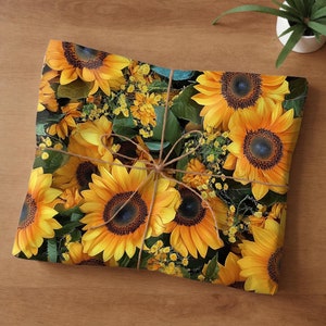 Sunflower Gift Wrap - Floral Gift wrap, Sunflower Wrapping Paper, Flower Wrapping Paper, Kansas Sate Flower