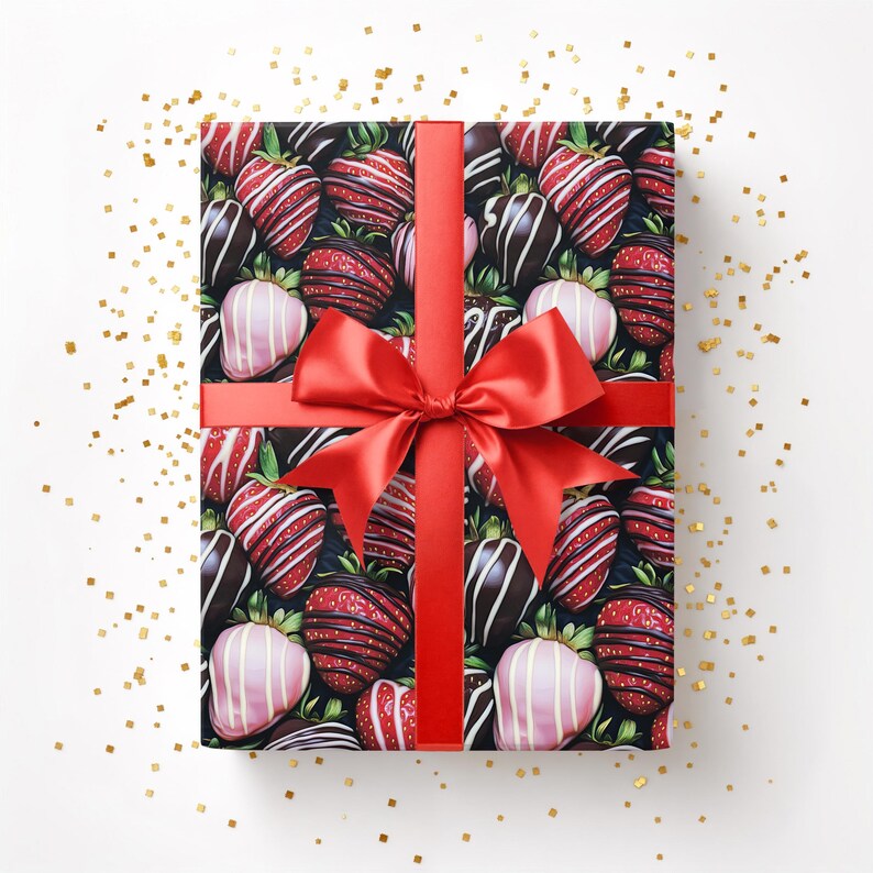 Chocolate covered Strawberries Wrapping Paper: Valentines Gift Wrap, Foodie image 2
