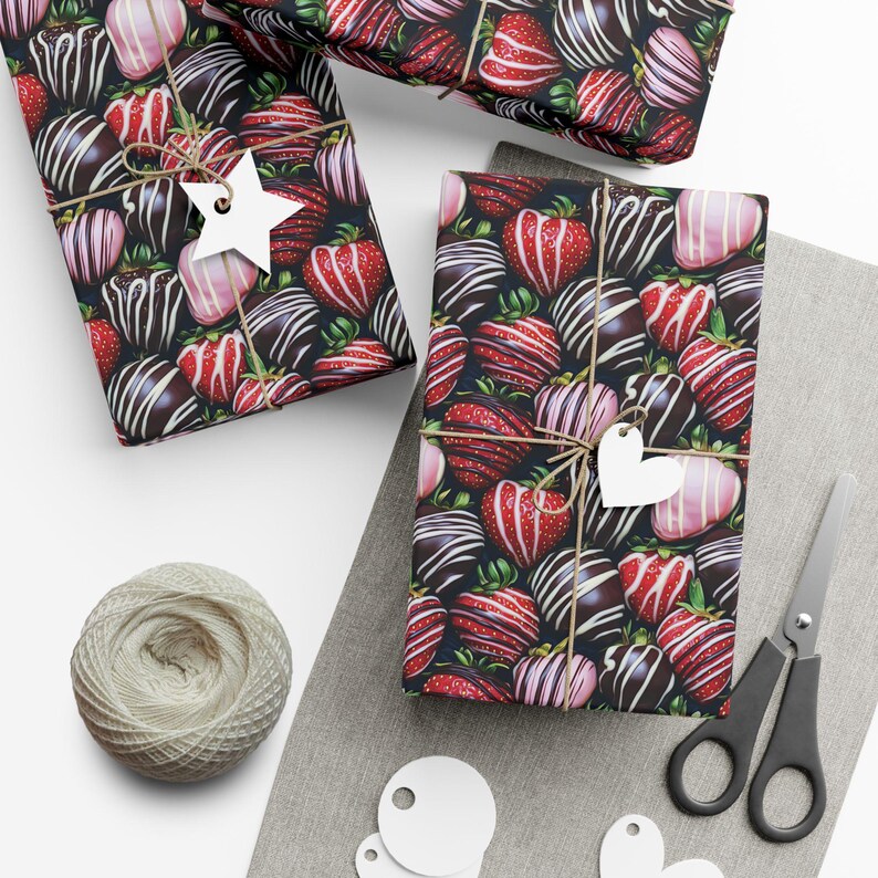 Chocolate covered Strawberries Wrapping Paper: Valentines Gift Wrap, Foodie image 4