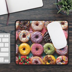 Doughnut Gaming Mouse Pad | 9&quot; x 7&quot; | Doughnut | Gift | Desk Accessory | Home office | Foodie gift | Mousepad | Doughnut