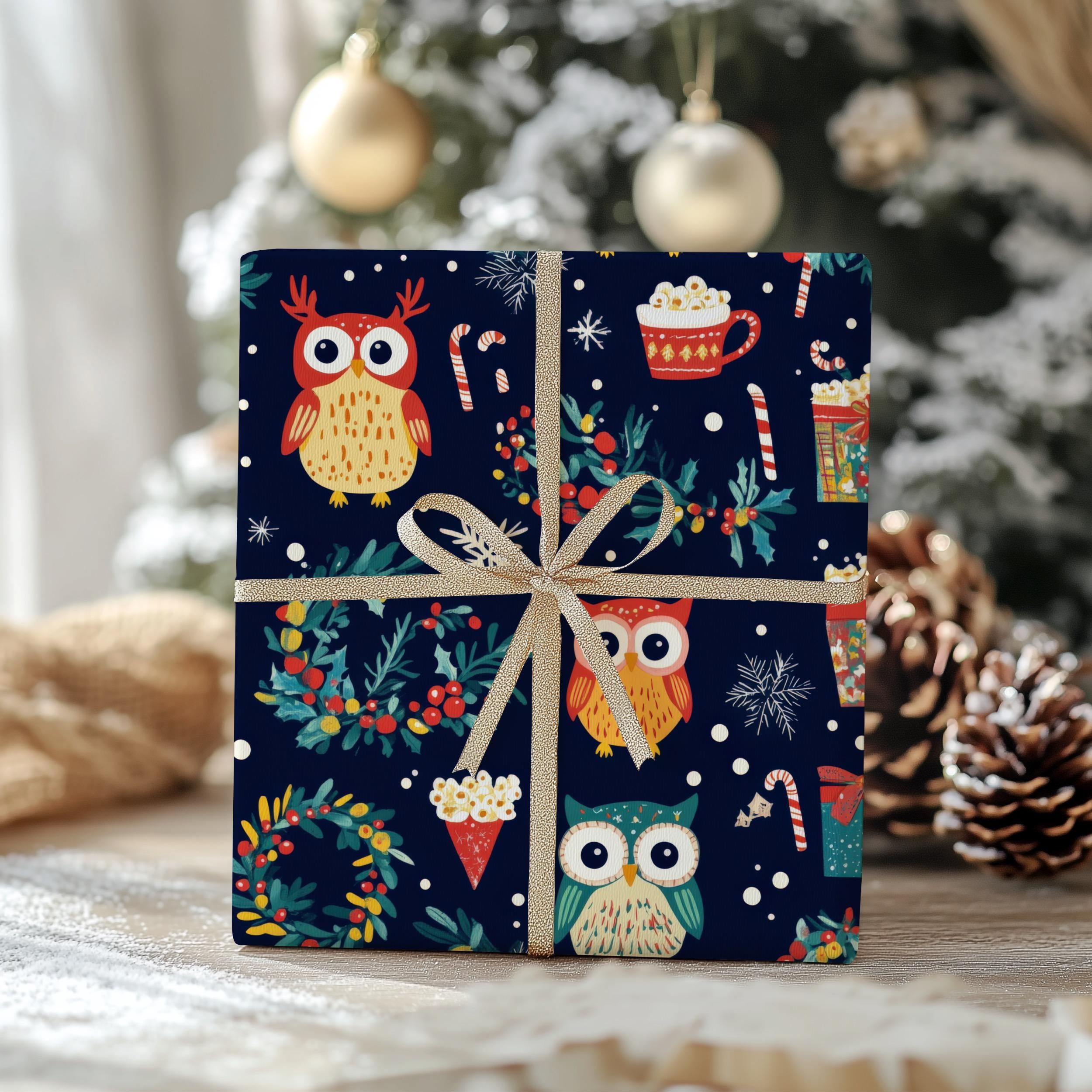 Owl wrapping paper: Christmas Gift wrap