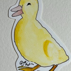 adesivo anatra bambino disegnato a mano acquerello tagliato a mano luminoso grande 3 pollici più piccolo 2 pollici