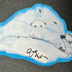 Urso polar e filhote adesivo à prova d'água de vinil pintado à mão e cortado à mão