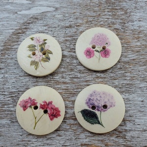Flower wooden buttons, Wood buttons for womens coats, Buttons for knitting,  30mm,  3cm, 1 1/8 inch, 2 holes, Sets of 5 or 10