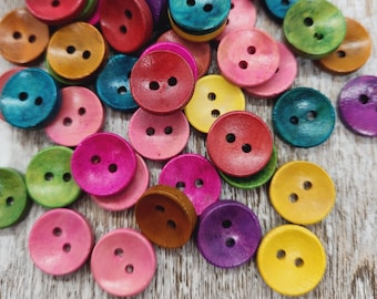 Wood buttons for knitting, Wooden button,  Children buttons, Round 15mm, 1.5cm, 5/8", 2 holes, Set of 10 or 20