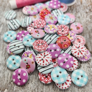 Buttons for Baby Sweaters Novelty Buttons Gingham Wood Buttons