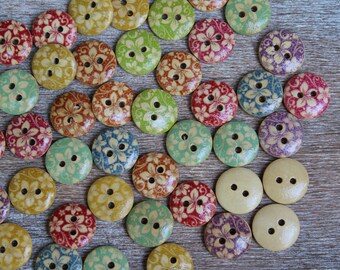 thumbnail image 2 of Assorted Baby/Children's Buttons - 15mm Round, 4-Hole, Resin - Pick Quantity (10, 20, 50, 100) - Pink, White, Purple 2 of 5