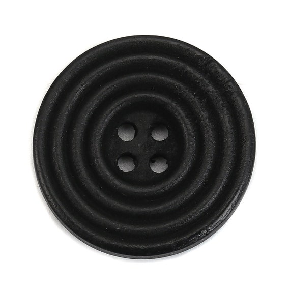 6, 25mm 40L Black Shank Buttons, Large Black Buttons, Black Coat