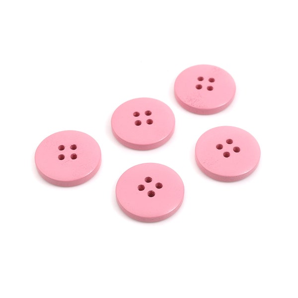 Kids sweater buttons, Pink Wood buttons, Cute wooden children buttons, Buttons for jackets, Round, 20mm, 3/4", 4 holes, Set of 10