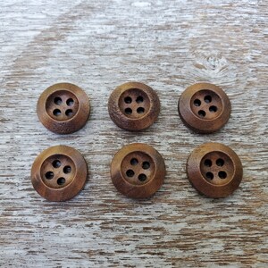 Wooden buttons for knitting, Baby sweater buttons, Small wood buttons, Cute children buttons, Round 15mm, 5/8&quot;, 4 holes, Set of 10 or 20