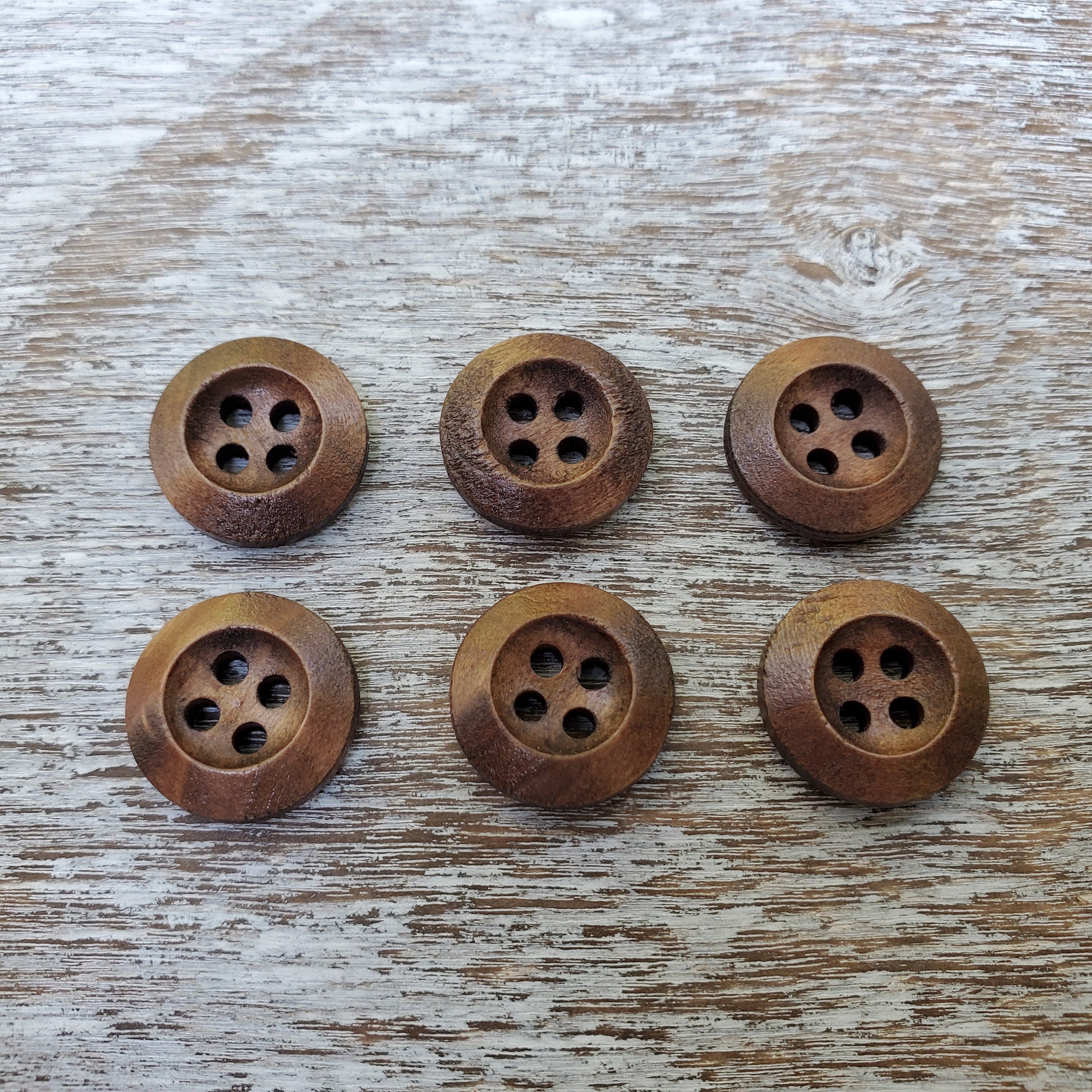 Tiny Dark Brown Wooden Button, Small Natural Wood Buttons, Four Holes  Sewing Button, Blouse Shirt Button, Raised Edge Button, 10mm 