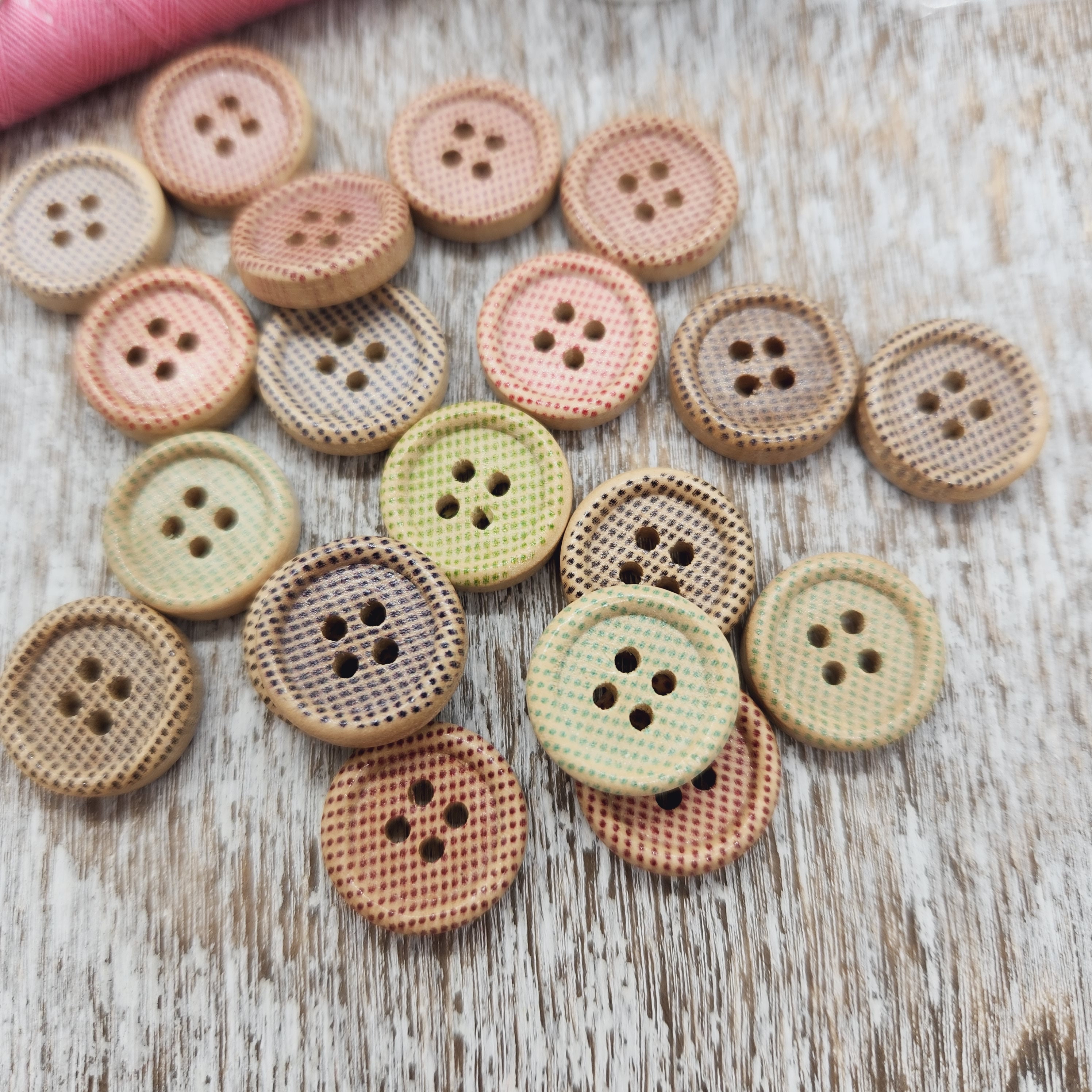 20 Pcs Big Buttons 4 Holes Size 33 Mm Assorted Colors 