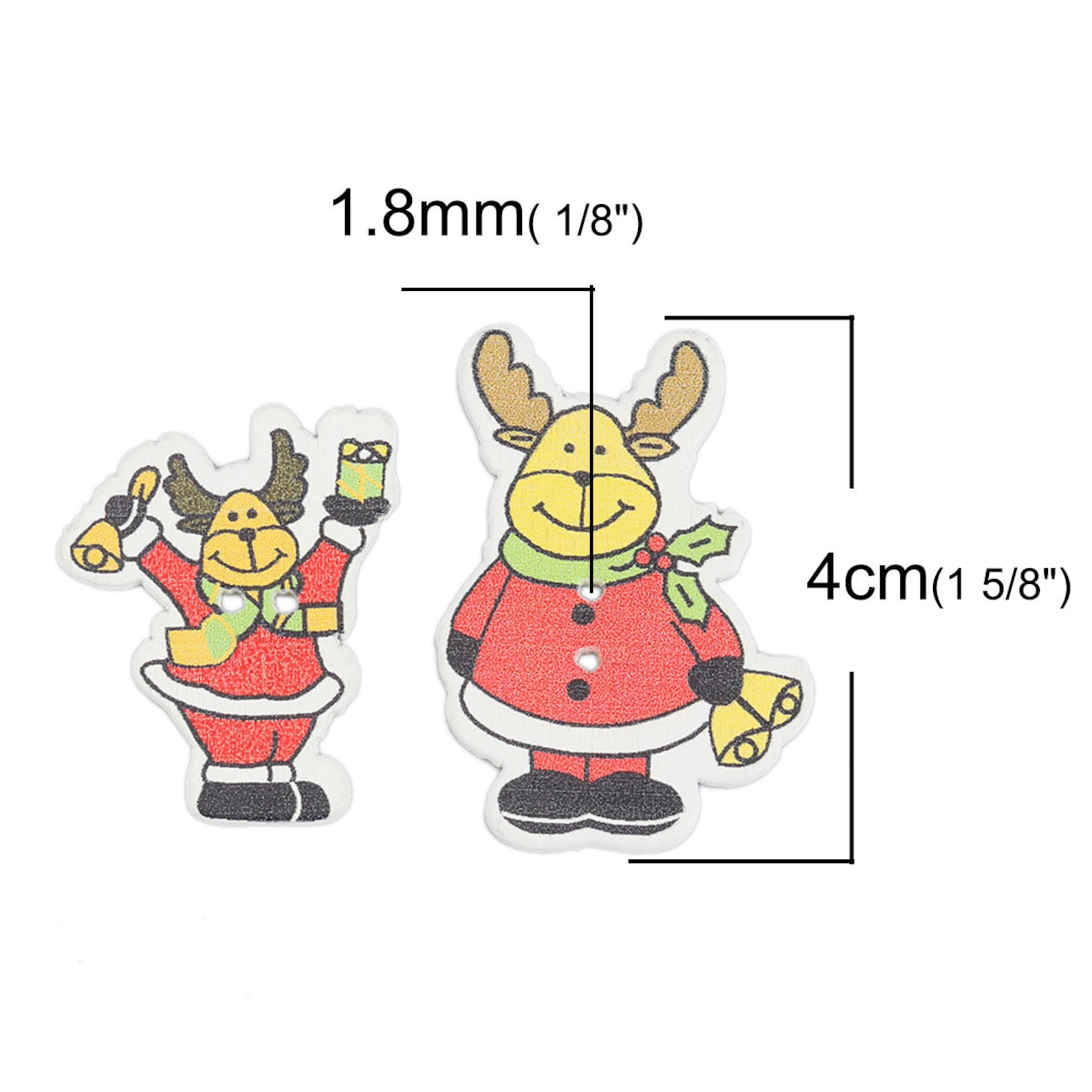 Christmas Reindeer Buttons Wood Buttons Painted Buttons Etsy