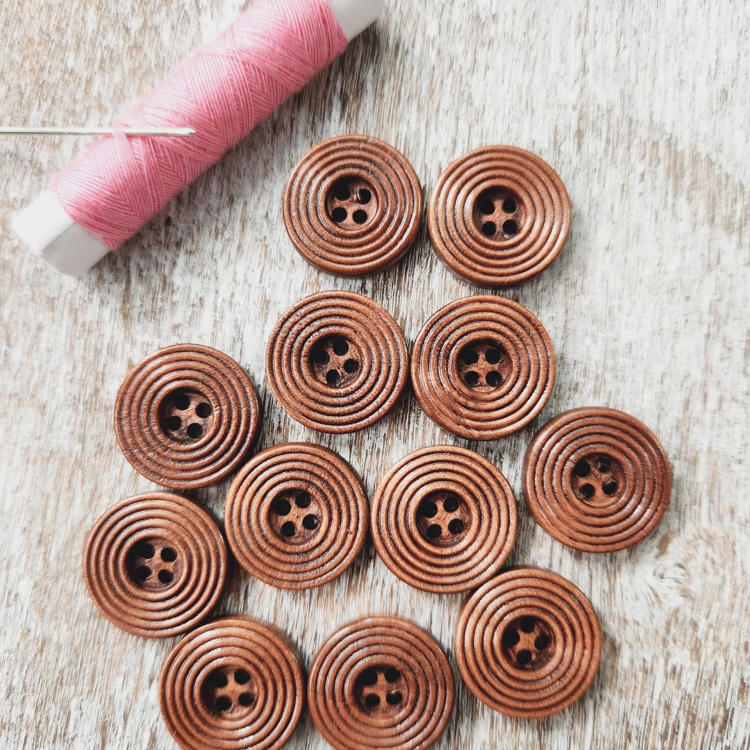 Buttons for Jackets, Brown Redish Wooden Buttons, Decorative Wood