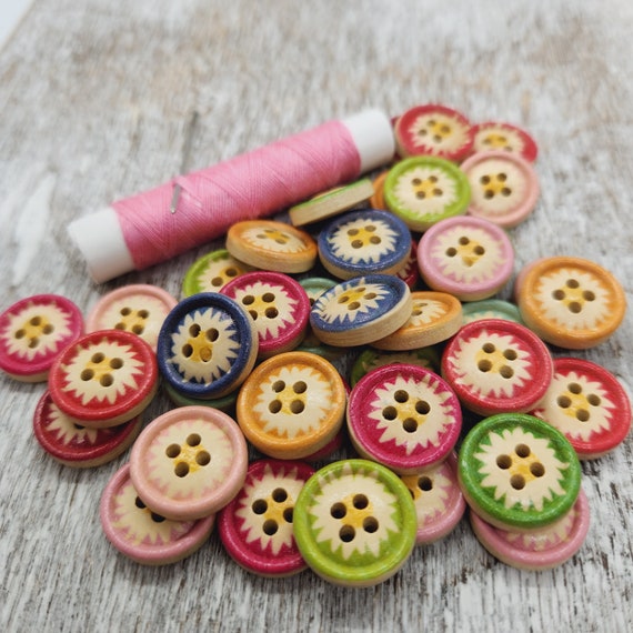 Shirt Buttons, Brown Wood Buttons, 13mm, 1/2, Baby Sweater Buttons, Cute  Children Buttons, 4 Holes, Flat Back, Set of 10, 20 or 50 
