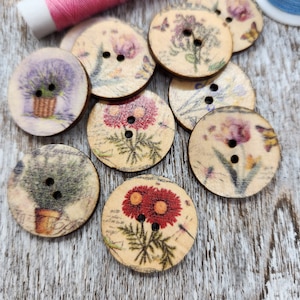 Shabby chic wood buttons for knitting, Wooden button for coats, Sweater buttons, Buttons for jackets, 25mm, 1 inch, Set of  10 or 20