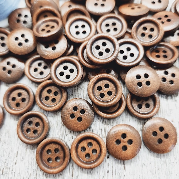 Shirt Buttons, Brown Wood Buttons, 13mm, 1/2, Baby Sweater Buttons, Cute  Children Buttons, 4 Holes, Flat Back, Set of 10, 20 or 50 