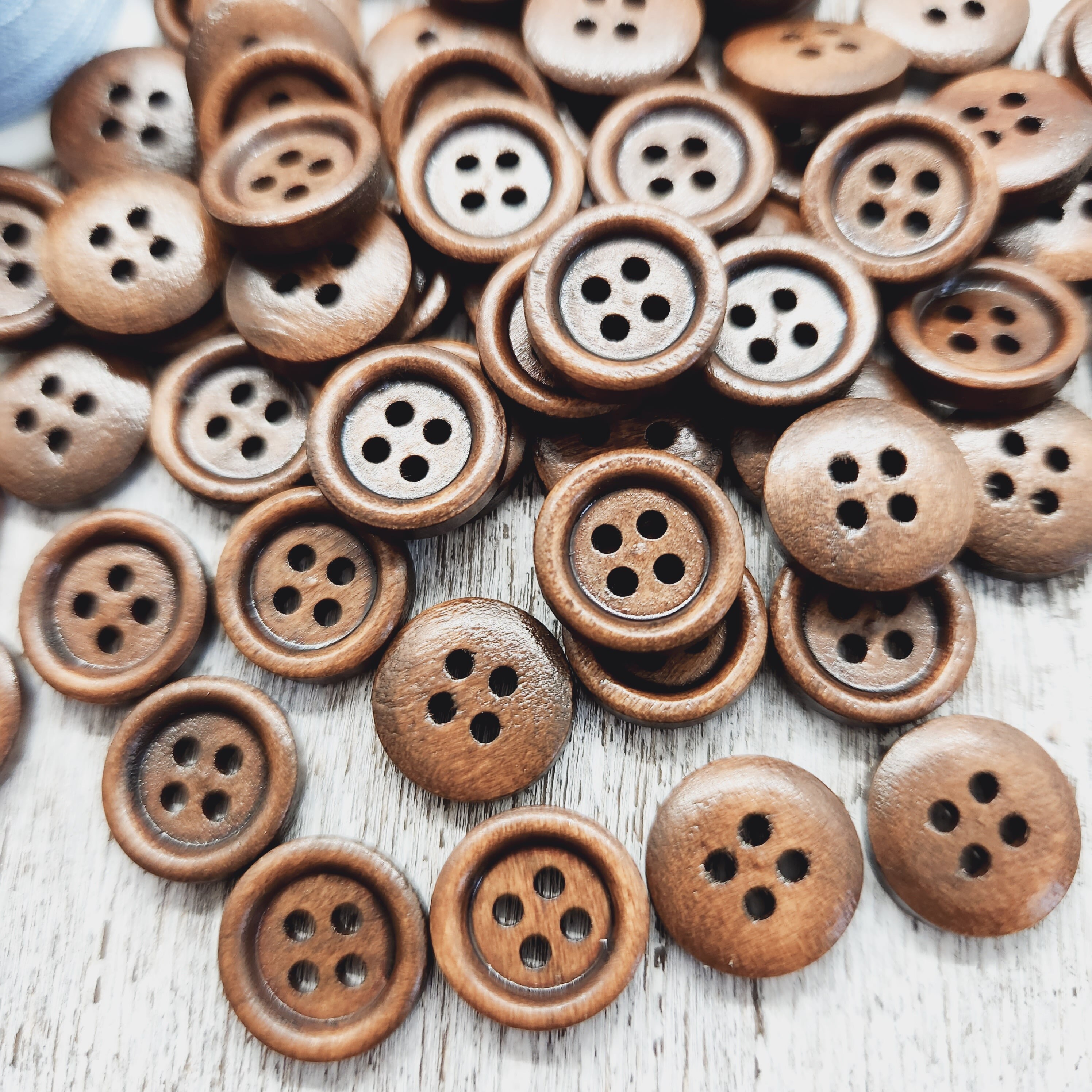 20 x Heart shaped Wooden Flat Buttons, 20mm Dyed, Sew Scrapbooking