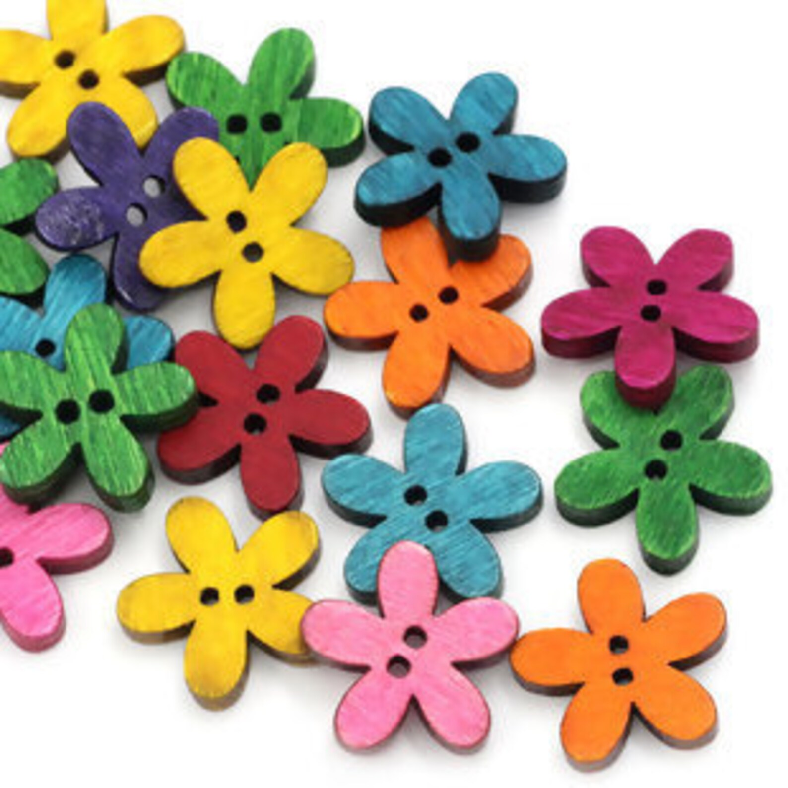 Flower Shaped Buttons Novelty Wood Buttons Wooden Buttons Etsy