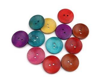 Big, Extra large colorful buttons, Decorative Wood  buttons, Jacket buttons, Round, 35mm,  3.5cm, 1 3/8inch, 2 holes, Sets of 5, 10 or 20
