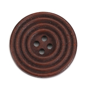 Brown wooden buttons, Decorative Wood  buttons, Sewing, Round, 25mm,  1 inch, 4 holes, Sets of 10