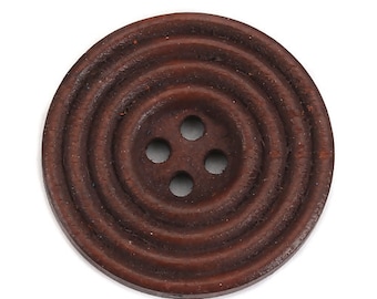 20 Wood Buttons, Dark Brown Finish, Large 1 3/8, 35mm Natural Wood