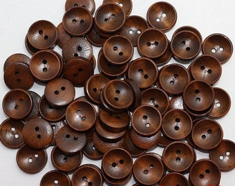 Buttons for baby sweaters,  Wooden Shirt buttons, Brown wood buttons, 13mm, 1/2", Cute children buttons, 2 holes, Sets of 10, 20 or 50