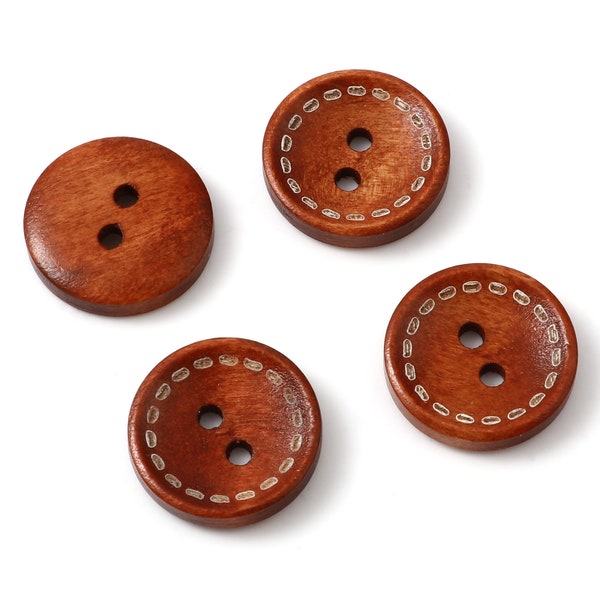 Shirt wood buttons, Buttons for Jackets, Sweater buttons, Brown wooden buttons, Decorative Wood  buttons, 20mm,  3/4 inch, Set of 10 or 20