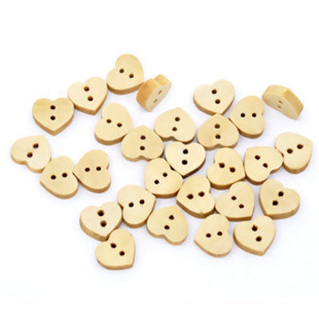 Cute Heart Buttons, Small Wooden Buttons, Natural Wood Buttons, Baby